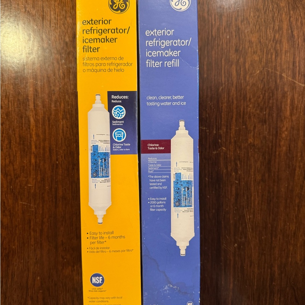 TWO NEW GENUINE GE EXTERIOR REFRIGERATOR / ICEMAKER FILTER REFILL GXRTQR